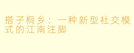 搭子桐乡：一种新型社交模式的江南注脚