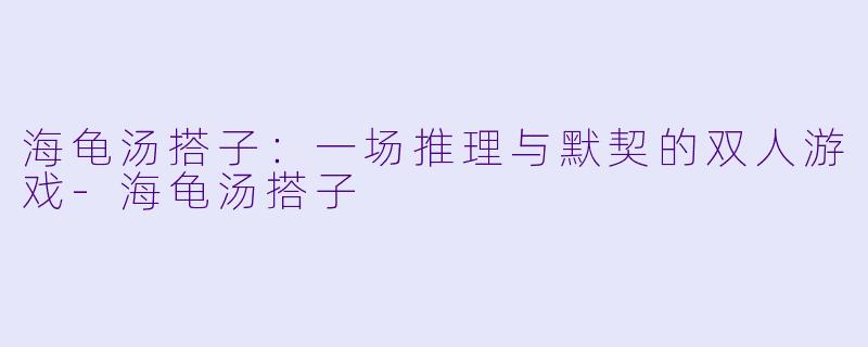 海龟汤搭子：一场推理与默契的双人游戏