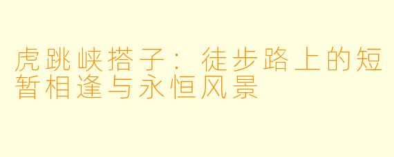 虎跳峡搭子：徒步路上的短暂相逢与永恒风景