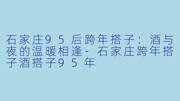 石家庄95后跨年搭子:酒与夜的温暖相逢-石家庄跨年搭子酒搭子95年