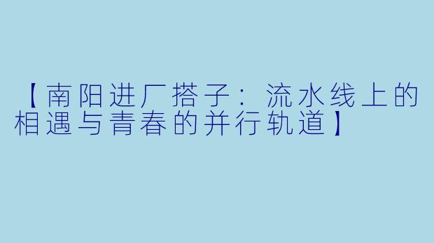【南阳进厂搭子：流水线上的相遇与青春的并行轨道】