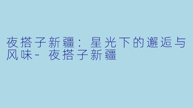 夜搭子新疆：星光下的邂逅与风味-夜搭子新疆