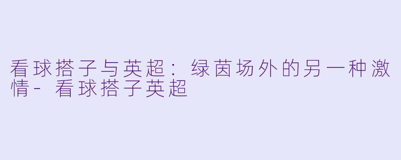 看球搭子与英超：绿茵场外的另一种激情-看球搭子英超