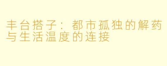 丰台搭子：都市孤独的解药与生活温度的连接