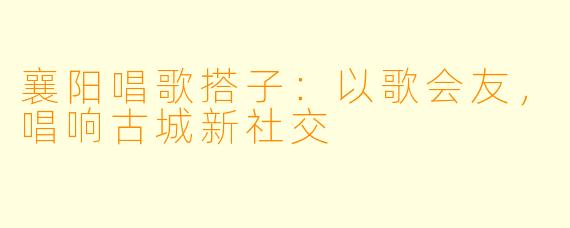 襄阳唱歌搭子：以歌会友，唱响古城新社交