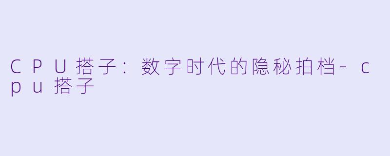 CPU搭子：数字时代的隐秘拍档-cpu搭子