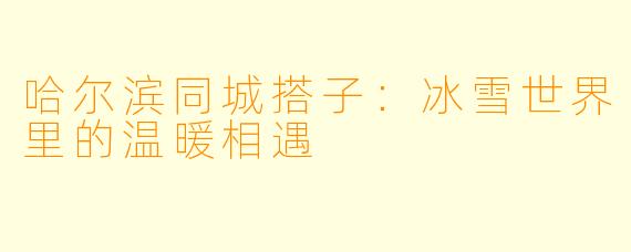 哈尔滨同城搭子：冰雪世界里的温暖相遇