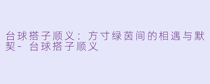 台球搭子顺义:方寸绿茵间的相遇与默契-台球搭子顺义