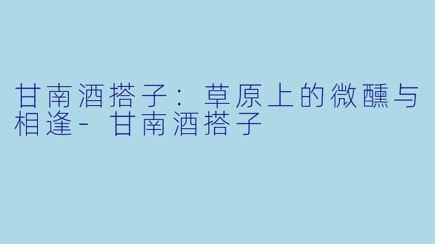 甘南酒搭子：草原上的微醺与相逢-甘南酒搭子