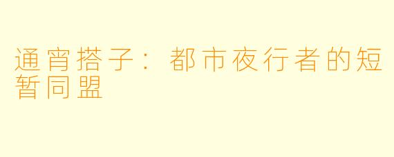 通宵搭子:都市夜行者的短暂同盟