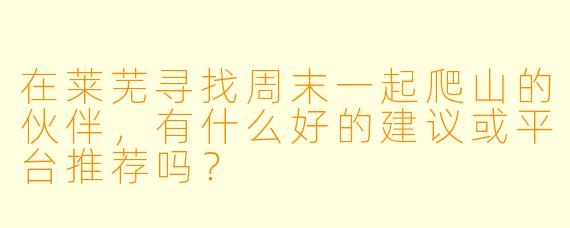 在莱芜寻找周末一起爬山的伙伴，有什么好的建议或平台推荐吗？