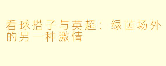 看球搭子与英超：绿茵场外的另一种激情