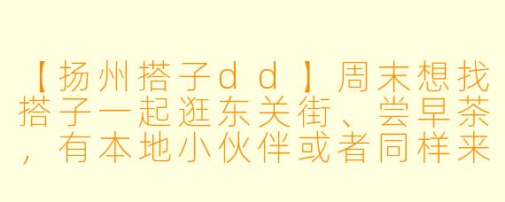 【扬州搭子dd】周末想找搭子一起逛东关街、尝早茶，有本地小伙伴或者同样来玩的吗？求组队～