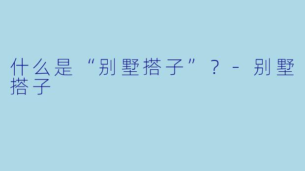 什么是“别墅搭子”？