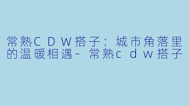 常熟CDW搭子：城市角落里的温暖相遇-常熟cdw搭子
