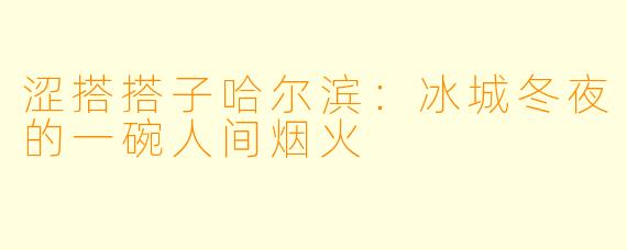 涩搭搭子哈尔滨：冰城冬夜的一碗人间烟火