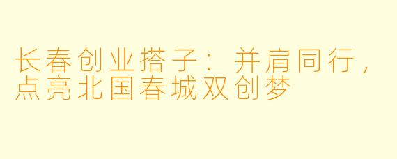 长春创业搭子：并肩同行，点亮北国春城双创梦
