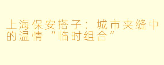 上海保安搭子：城市夹缝中的温情“临时组合”