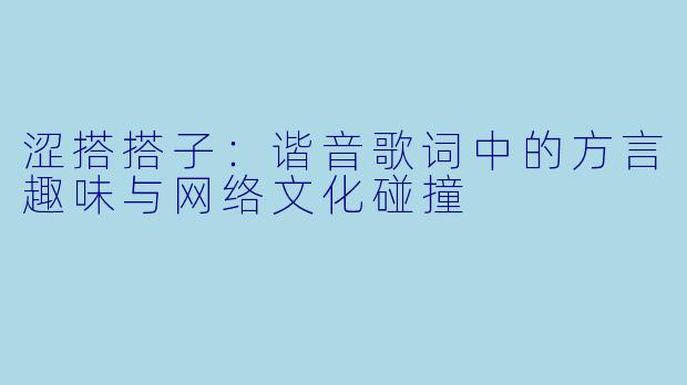 涩搭搭子：谐音歌词中的方言趣味与网络文化碰撞