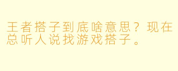 王者搭子到底啥意思？现在总听人说找游戏搭子。
