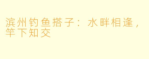 滨州钓鱼搭子：水畔相逢，竿下知交