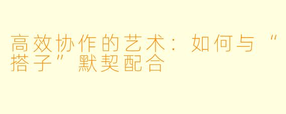 高效协作的艺术:如何与“搭子”默契配合