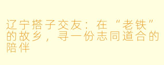 辽宁搭子交友：在“老铁”的故乡，寻一份志同道合的陪伴