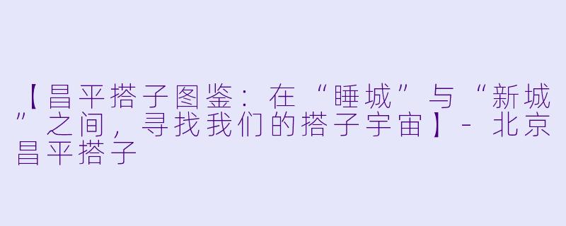 【昌平搭子图鉴：在“睡城”与“新城”之间，寻找我们的搭子宇宙】