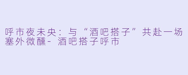呼市夜未央：与“酒吧搭子”共赴一场塞外微醺-酒吧搭子呼市