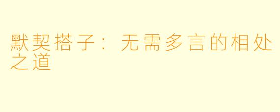 默契搭子：无需多言的相处之道