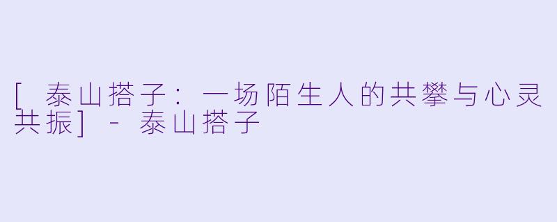 [泰山搭子：一场陌生人的共攀与心灵共振]-泰山搭子