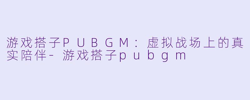 游戏搭子PUBGM：虚拟战场上的真实陪伴-游戏搭子pubgm