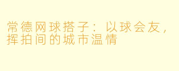 常德网球搭子：以球会友，挥拍间的城市温情