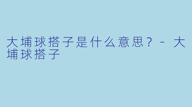 大埔球搭子是什么意思？-大埔球搭子