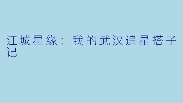 江城星缘：我的武汉追星搭子记