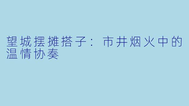 望城摆摊搭子：市井烟火中的温情协奏