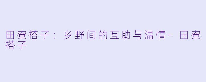田寮搭子：乡野间的互助与温情-田寮搭子