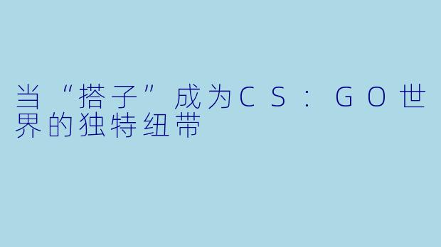 当“搭子”成为CS:GO世界的独特纽带
