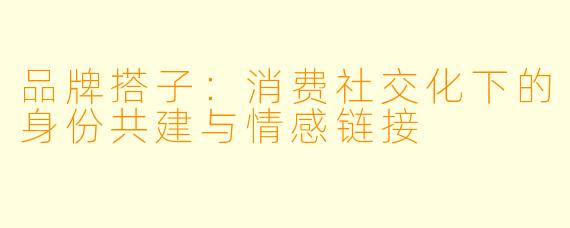 品牌搭子：消费社交化下的身份共建与情感链接