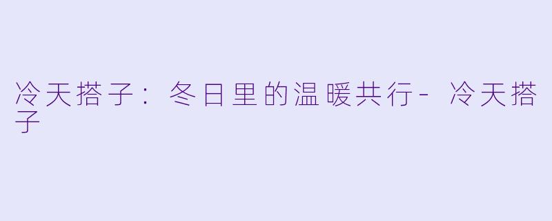 冷天搭子：冬日里的温暖共行-冷天搭子