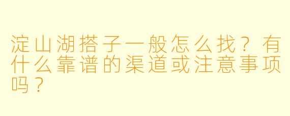 淀山湖搭子一般怎么找？有什么靠谱的渠道或注意事项吗？