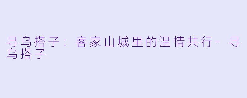 寻乌搭子：客家山城里的温情共行-寻乌搭子
