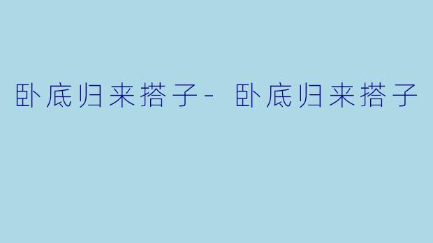 卧底归来搭子-卧底归来搭子
