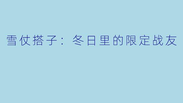 雪仗搭子：冬日里的限定战友