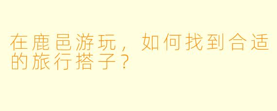 在鹿邑游玩，如何找到合适的旅行搭子？