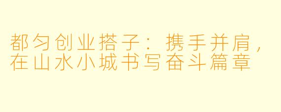 都匀创业搭子:携手并肩,在山水小城书写奋斗篇章