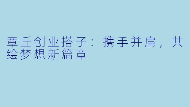 章丘创业搭子：携手并肩，共绘梦想新篇章
