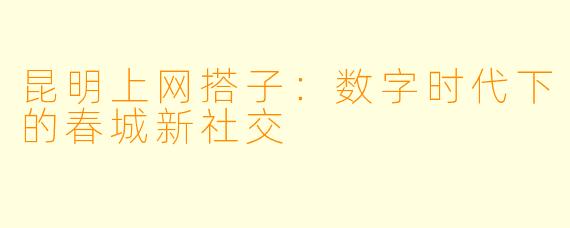 昆明上网搭子:数字时代下的春城新社交