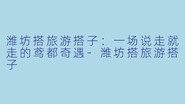 潍坊搭旅游搭子：一场说走就走的鸢都奇遇-潍坊搭旅游搭子