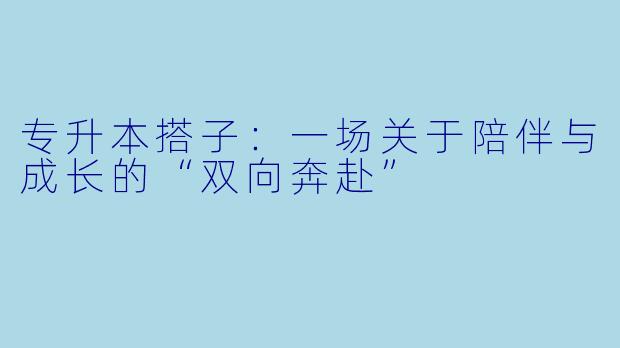 专升本搭子:一场关于陪伴与成长的“双向奔赴”